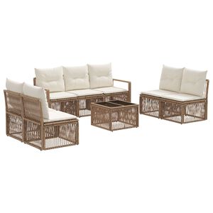 vidaXL Ensemble de canap&eacute; de jardin 8 pcs Beige polyrotin