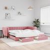 vidaXL Lit de jour avec gigogne et tiroirs rose 100x200 cm velours