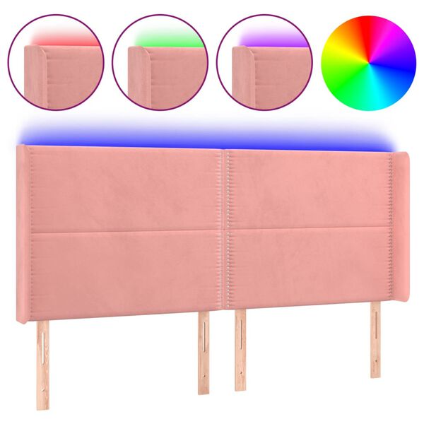 vidaXL T&ecirc;te de lit &agrave; LED Rose 203x16x118/128 cm Velours