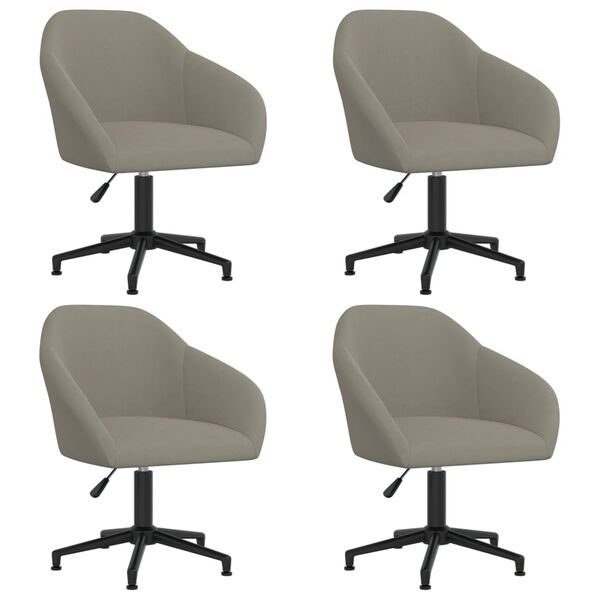 vidaXL Chaises pivotantes &agrave; manger lot de 4 gris clair velours