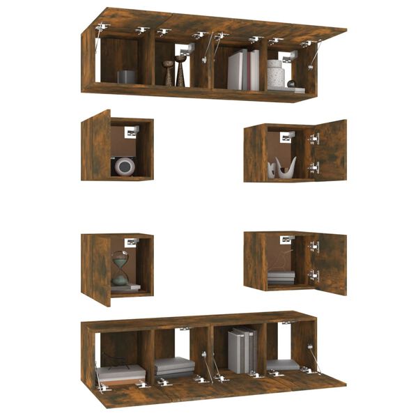 vidaXL Ensemble de meubles TV 8 pcs Ch&ecirc;ne fum&eacute; Bois d'ing&eacute;nierie