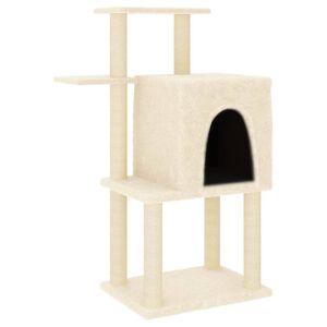vidaXL Arbre &agrave; chat avec griffoirs en sisal cr&egrave;me 97 cm