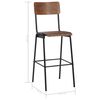 vidaXL Chaises de bar lot de 4 contreplaqu&eacute; solide et acier