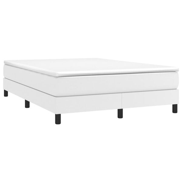 vidaXL Sommier &agrave; lattes de lit avec matelas Blanc 140x190cm Similicuir