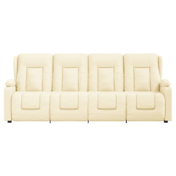 vidaXL Fauteuil inclinable et porte-gobelets 4 places crème similicuir