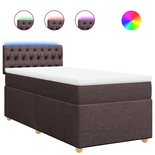 vidaXL Sommier &agrave; lattes de lit avec matelas Marron fonc&eacute; 90x200 cm