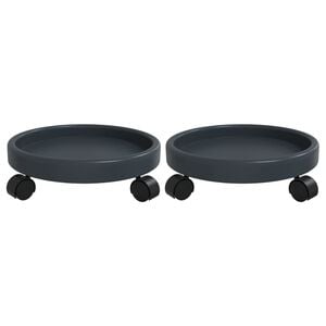 vidaXL Chariots &agrave; plantes avec roues 2 pcs gris diam&egrave;tre 34 cm 35 kg