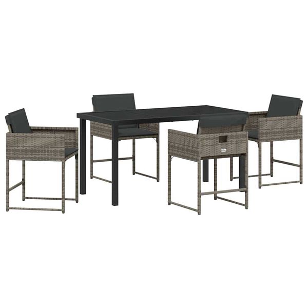 vidaXL Ensemble de salle &agrave; manger pour jardin 5 pcs Gris polyrotin