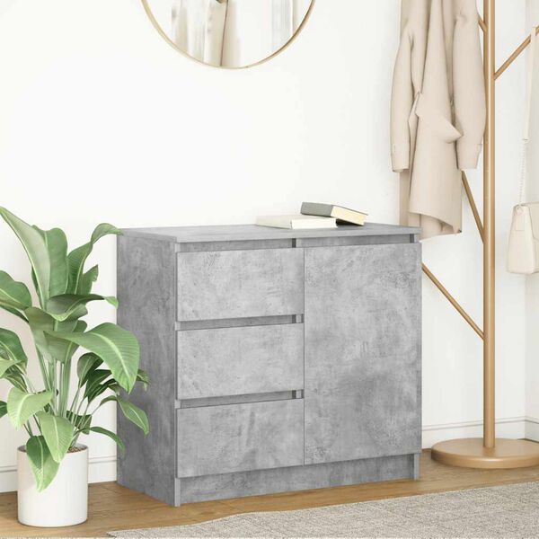 vidaXL Buffet avec tiroir gris b&eacute;ton 71x35x65 cm bois d'ing&eacute;nierie