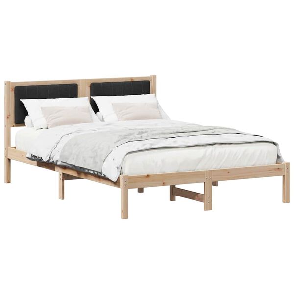 vidaXL Cadre de lit avec t&ecirc;te de lit rembourr&eacute;e Noir 140 x 190 cm
