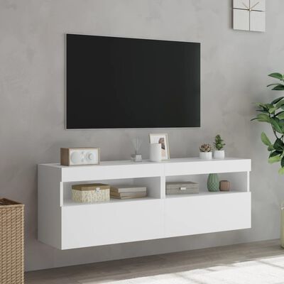 vidaXL Meubles TV muraux avec lumières LED 2 pcs blanc 60x30x40 cm