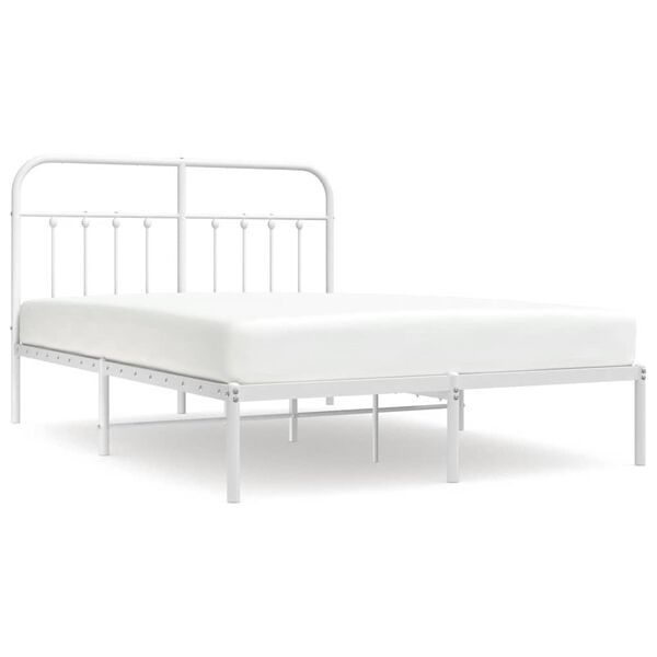 vidaXL Cadre de lit m&eacute;tal sans matelas et t&ecirc;te de lit blanc 150x200 cm