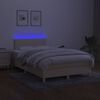vidaXL Sommier &agrave; lattes de lit avec matelas LED Cr&egrave;me 120x200 cm Tissu