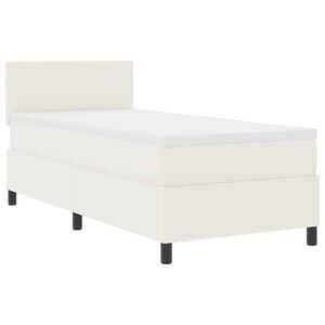 vidaXL Lit &agrave; ressort LED avec t&ecirc;te de lit Cr&egrave;me et Blanc 100 x 200 cm