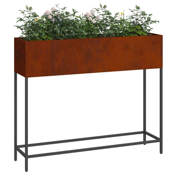 vidaXL Bac de jardin sur&eacute;lev&eacute; Rouill&eacute; 100 x 26 x 82 cm Acier patin&eacute;