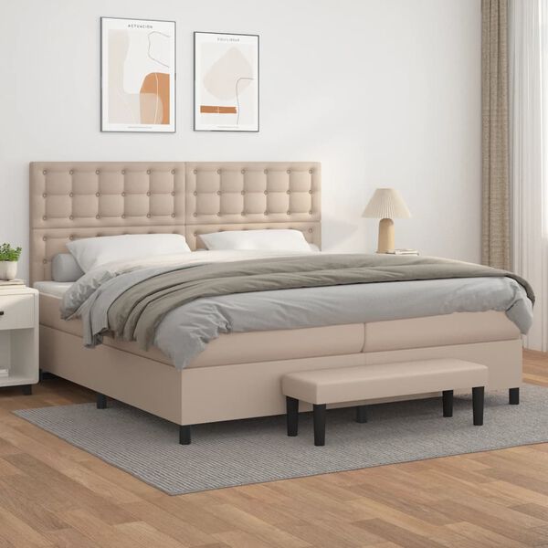 vidaXL Sommier &agrave; lattes de lit avec matelas Cappuccino 200x200 cm