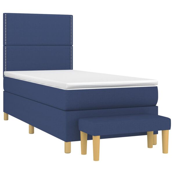 vidaXL Sommier &agrave; lattes de lit avec matelas Bleu 80x200 cm Tissu