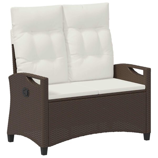vidaXL Banc de jardin avec oreiller Marron et Cr&egrave;me 105 x 60 x 112 cm