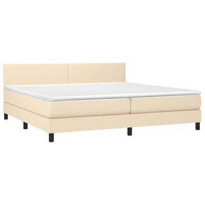 vidaXL Sommier à lattes de lit avec matelas Crème 200x200 cm Tissu