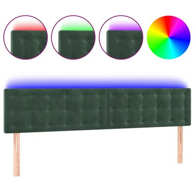 vidaXL Tête de lit à LED Vert foncé 180x5x78/88 cm Velours