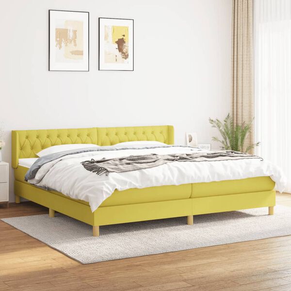 vidaXL Sommier &agrave; lattes de lit avec matelas Vert 200x200 cm Tissu