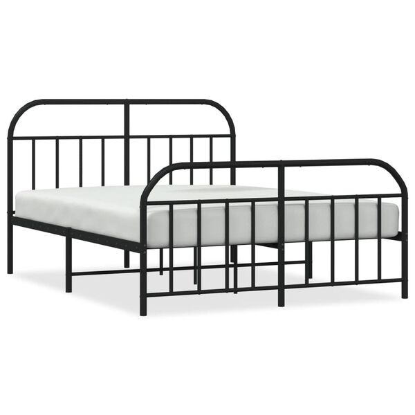 vidaXL Cadre de lit m&eacute;tal sans matelas avec pied de lit noir 140x190cm