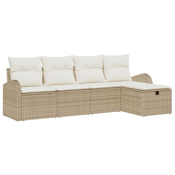 vidaXL Ensemble de canap&eacute; de jardin 5 pcs Beige Poly rotin