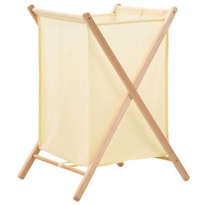 vidaXL Panier &agrave; linge Bois de c&egrave;dre et textile Beige 42 x 41 x 64 cm