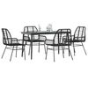 vidaXL Ensemble &agrave; manger de jardin 5 pcs noir r&eacute;sine tress&eacute;e verre