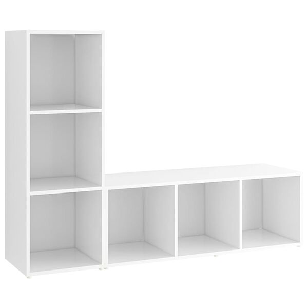 vidaXL Meubles TV 2 pcs Blanc 107x35x37 cm Bois d'ing&eacute;nierie