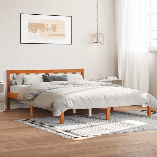 vidaXL Cadre de lit sans matelas cire marron 160x200cm bois pin massif