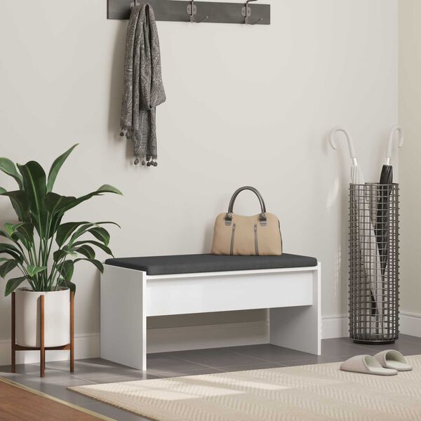 vidaXL Banc d'entr&eacute;e avec coussin Blanc 80 x 38 x 46 cm