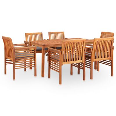 vidaXL Mobilier à dîner d'extérieur 7 pcs et coussins Acacia solide