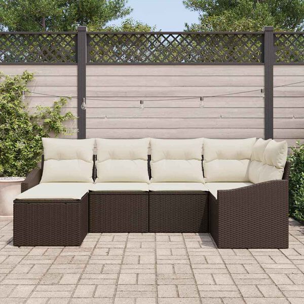 vidaXL Ensemble de salle &agrave; manger pour jardin 6 pcs Marron et Cr&egrave;me