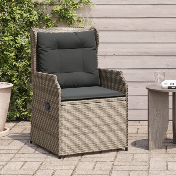vidaXL Chaises inclinables de jardin lot de 2 et coussins gris rotin
