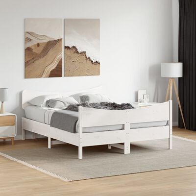 vidaXL Cadre de lit avec tête de lit blanc 140x200 cm bois pin massif