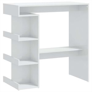 vidaXL Table de bar &eacute;tag&egrave;re de rangement Blanc brillant 100x50x101,5cm