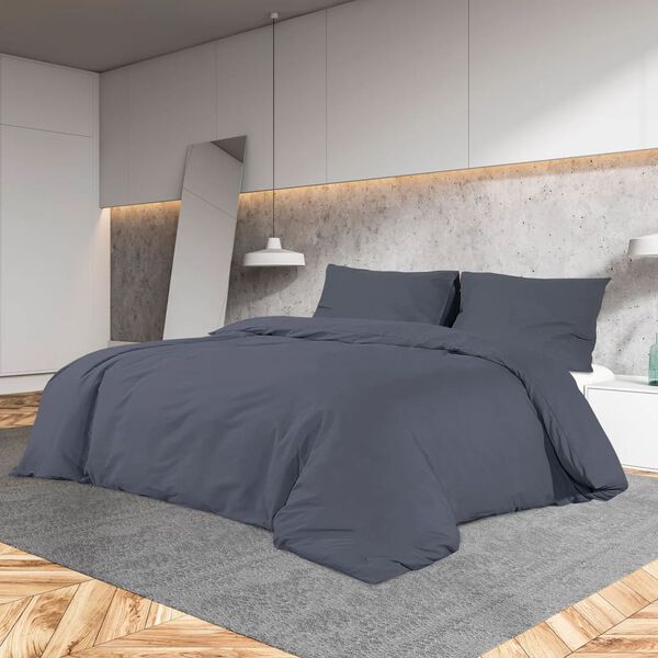 vidaXL Ensemble de housse de couette Anthracite 200x200 cm Coton