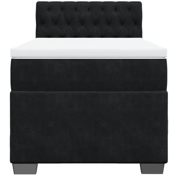 vidaXL Sommier &agrave; lattes de lit avec matelas Noir 90x200 cm Velours