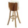 vidaXL Tabouret de bar cuir de ch&egrave;vre et bois de teck solide