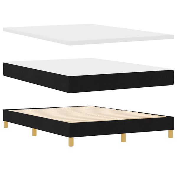 vidaXL Lit &agrave; ressorts avec matelas Noir 190 x 140 cm Polyester