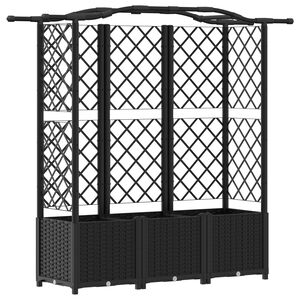 vidaXL Lit &Eacute;lev&eacute; avec Treillis et Toit Noir 163 x 40 x 138 cm PP