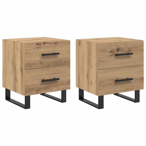 vidaXL Cabinet de chevet 2 pcs Ch&ecirc;ne artisanal 40 x 35 x 47,5 cm