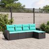 vidaXL Salon de jardin 5 pcs avec coussins noir r&eacute;sine tress&eacute;e