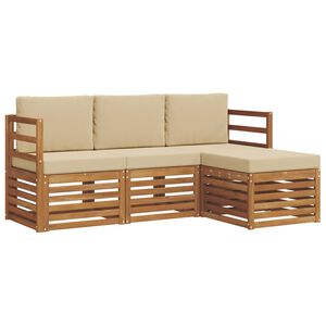 vidaXL Ensemble de canap&eacute;s d'ext&eacute;rieur 4 pc Naturel et Beige