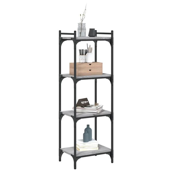 vidaXL Biblioth&egrave;que &agrave; 4 niveaux sonoma gris 40x30x120 cm