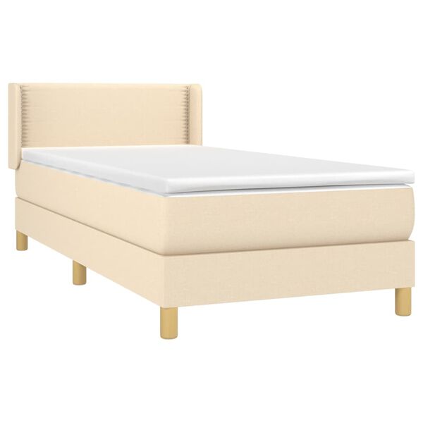vidaXL Sommier &agrave; lattes de lit avec matelas Cr&egrave;me 90x200 cm Tissu