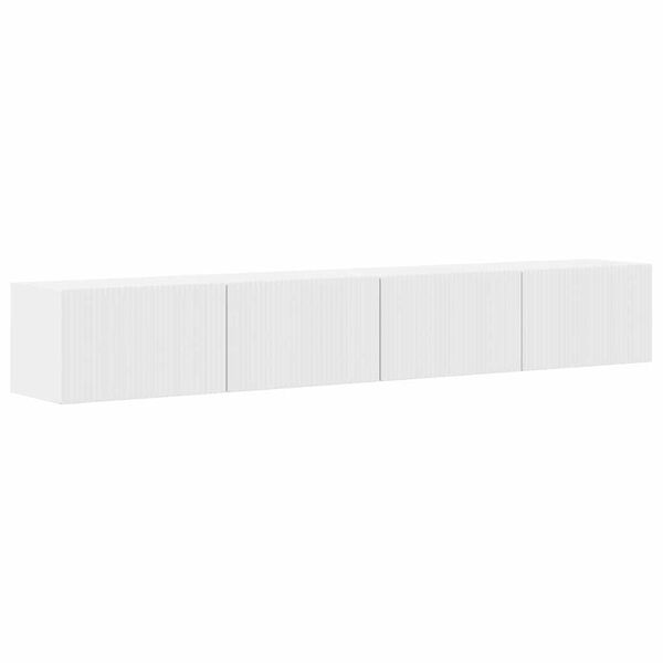 vidaXL Meuble TV mural 2 pcs Blanc Brillant 98 x 31 x 29,5 cm