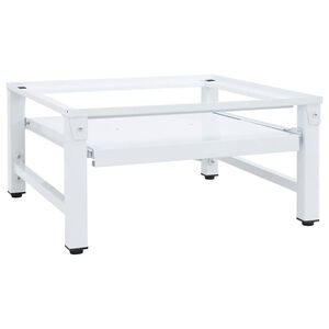 vidaXL Socle pour machine &agrave; laver avec &eacute;tag&egrave;re coulissante Blanc