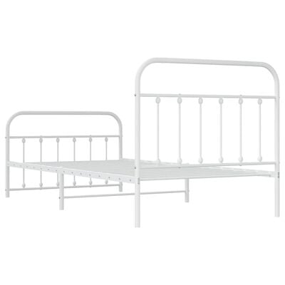 vidaXL Cadre de lit métal sans matelas et pied de lit blanc 100x200 cm